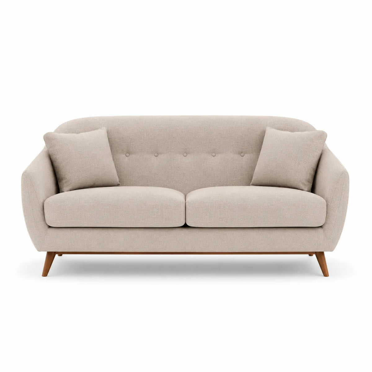 2-Sitzer Sofa aus Stoff Beige mit Holzelementen