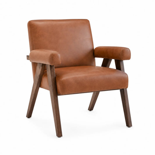 Sessel aus Leder und Holz Braun