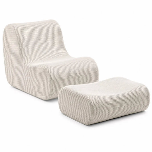 Lounge-Sessel Set aus Cordstoff, Beige