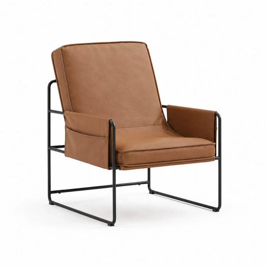 Metallsessel mit Kunstleder Braun