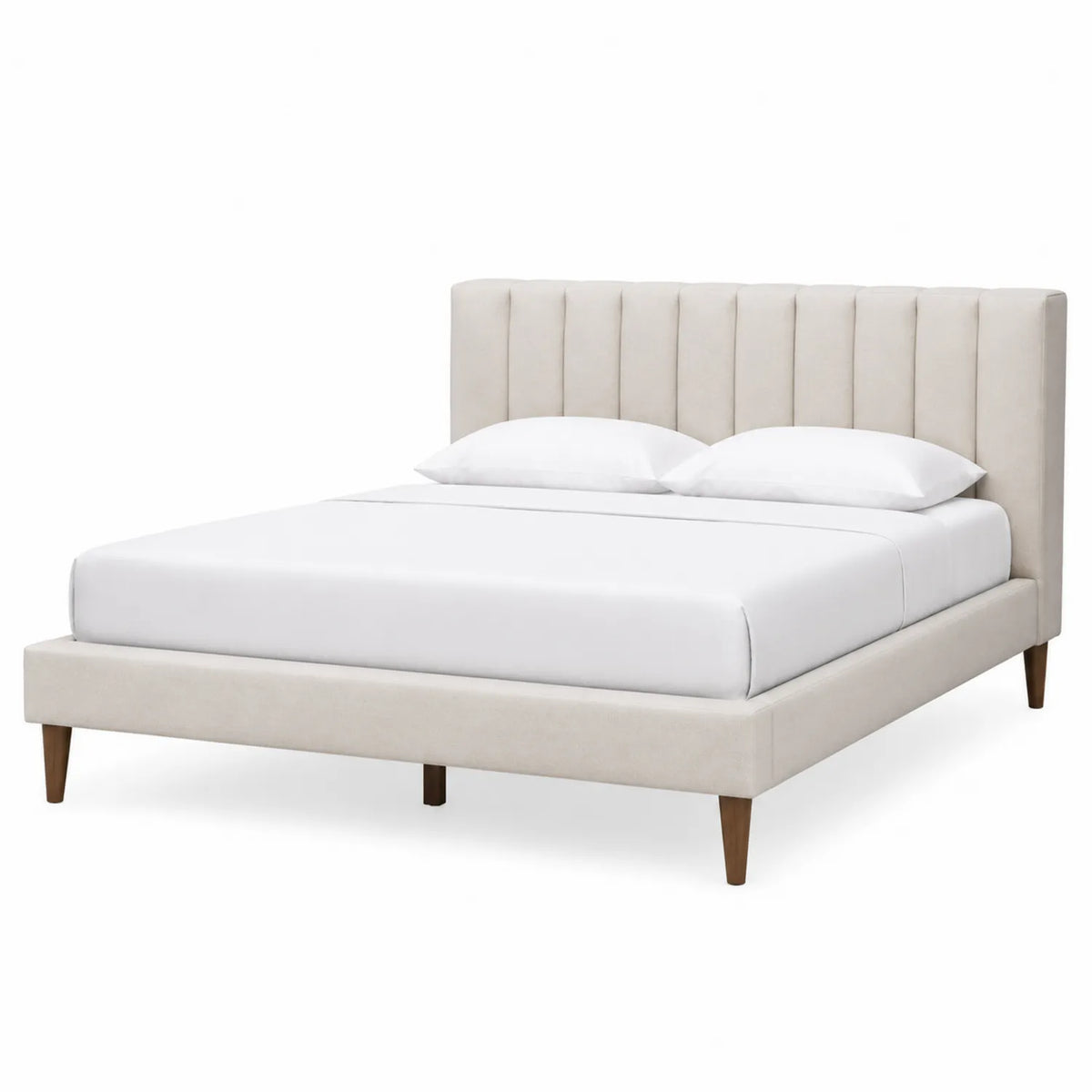 Polsterbett aus Polyester-Samt mit Kopfteil Beige 200x160 cm