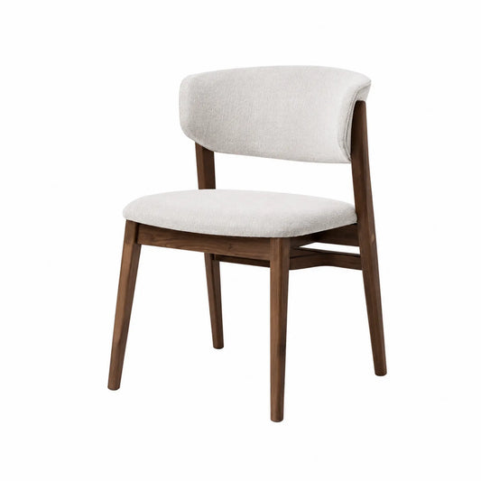 Esszimmerstuhl Walnussholz Polyester Beige 85cm