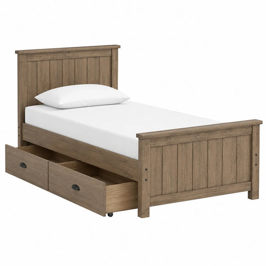 Einzelbett mit Stauraum Eichenholz Braun 200x90cm