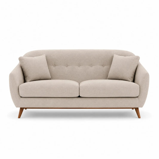 2-Sitzer Sofa aus Stoff Beige mit Holzelementen