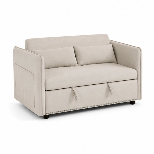 2-Sitzer Schlafsofa Mikrofaser Beige