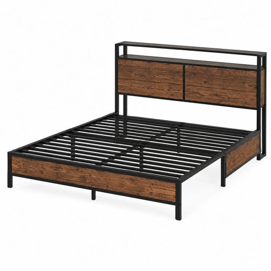 Metallbett mit Holzdekoration 200x140 cm